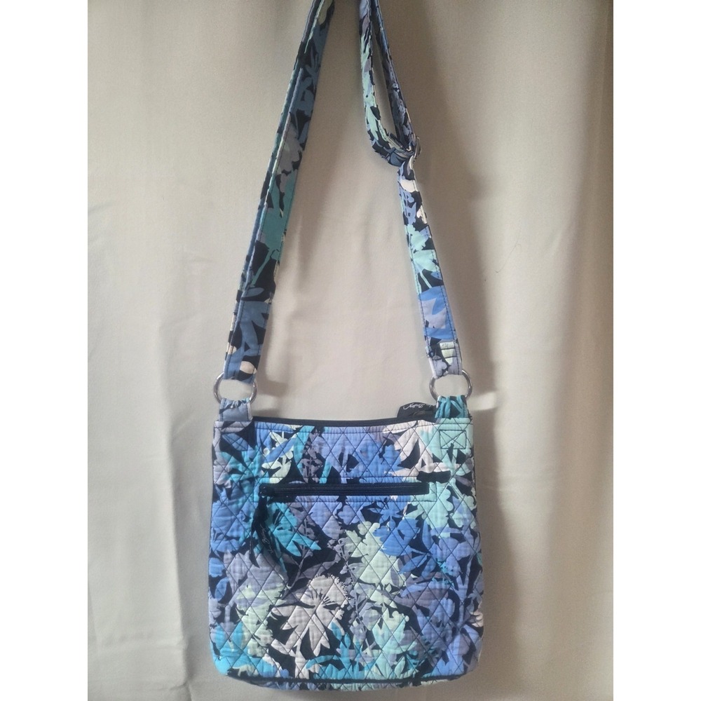 Vera Bradley Camo Flower Crossbody Shoulder Purse Purse Blue/Black/White 11"x10"